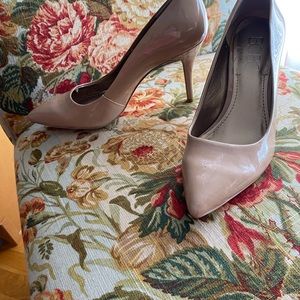 BCBG nude patent pumps